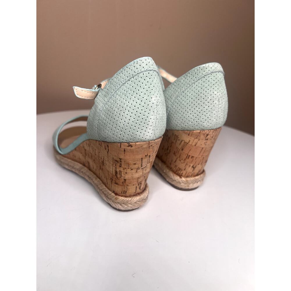 Isaac Mizrahi Live Piper Wedge Sandals Mint Green Suede A277026 8.5 NWOB - Picture 8 of 10
